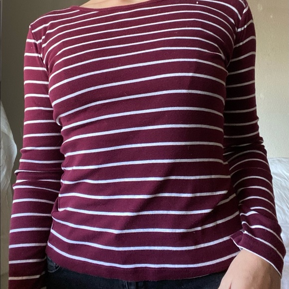 Maroon Striped Long Sleeve Top - Picture 3 of 3